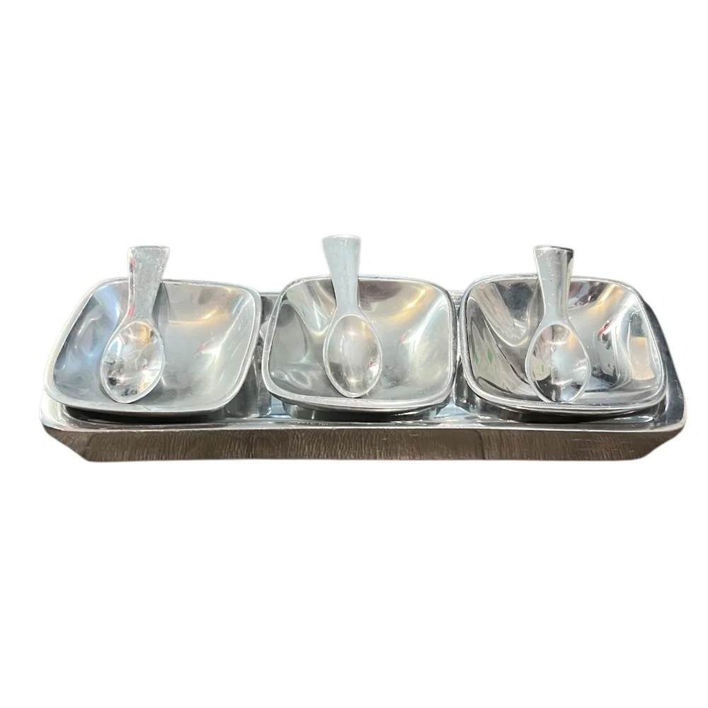 Vintage POTTERY BARN Barona Silver‎ 7 Piece Condiment Service